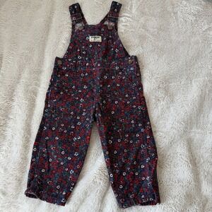 OshKosh Vestbak Corduroy Overalls 12M Toddler Girl Floral Snap Leg Cottage Core
